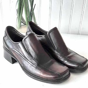 CALL IT SPRING Women's Chocolate Brown Leather Block Heel Slip-on Shoes US 7.5